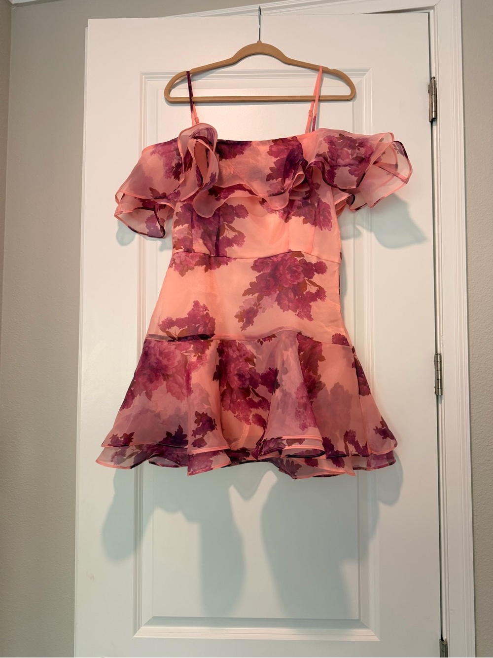 VICI Pink Floral Off-Shoulder Ruffle Mini Dress